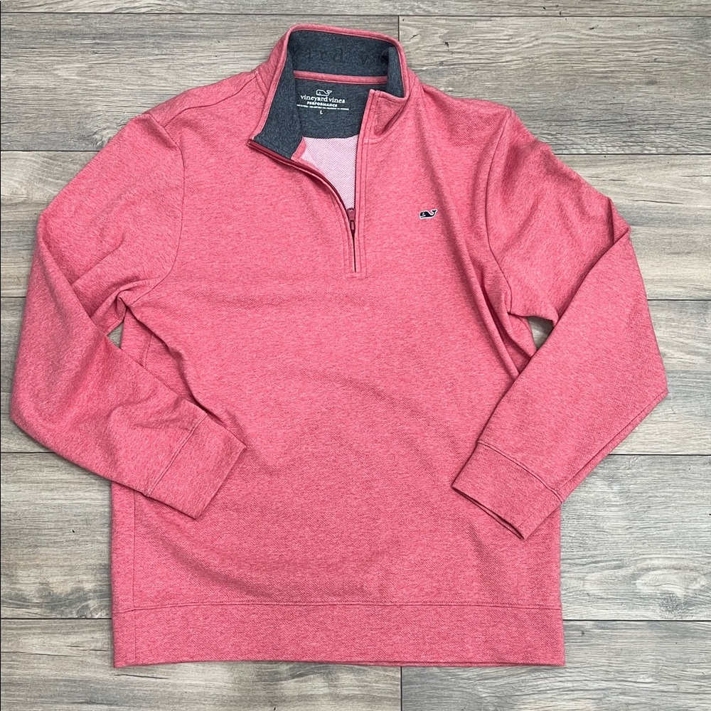 Vineyard Vines Men’s Coral Color Quarter-Zip Pullover Size L